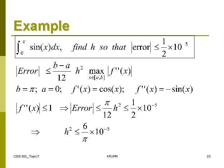 Example CISE 301_Topic 7 KFUPM 23 