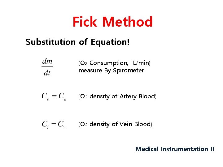 Fick Method Substitution of Equation! (O₂ Consumption, L/min) measure By Spirometer (O₂ density of