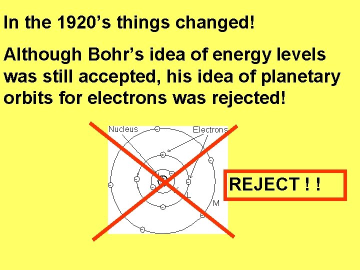 In the 1920’s things changed! Although Bohr’s idea of energy levels was still accepted,