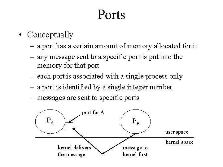 Ports • Conceptually – a port has a certain amount of memory allocated for