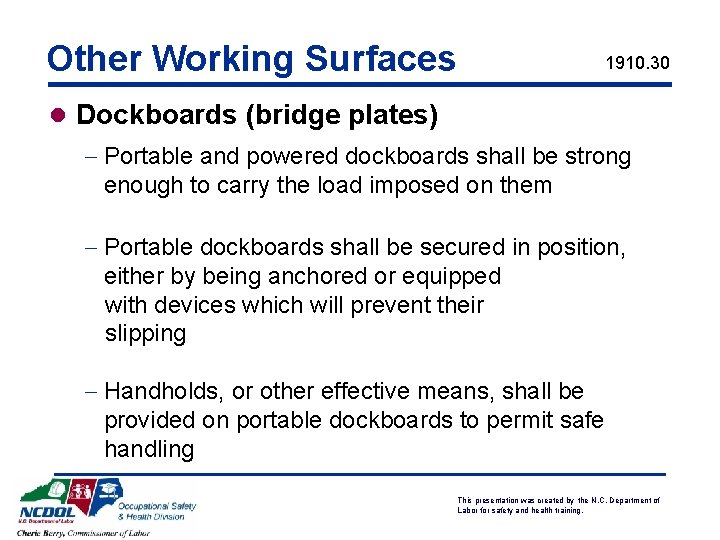 Other Working Surfaces 1910. 30 l Dockboards (bridge plates) - Portable and powered dockboards