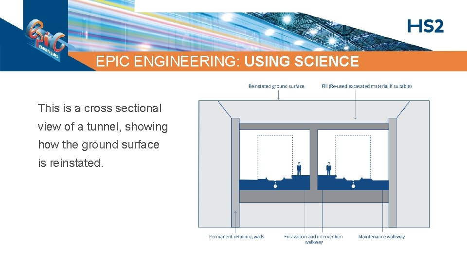 EPIC ENGINEERING: USING SCIENCE This is a cross sectional view of a tunnel, showing EPIC ENGINEERING: USING SCIENCE This is a cross sectional view of a tunnel, showing
