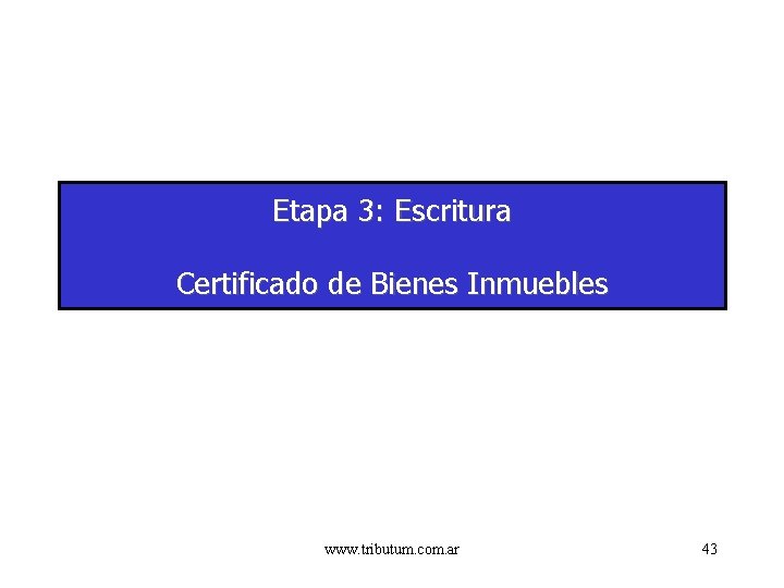 Etapa 3: Escritura Certificado de Bienes Inmuebles www. tributum. com. ar 43 