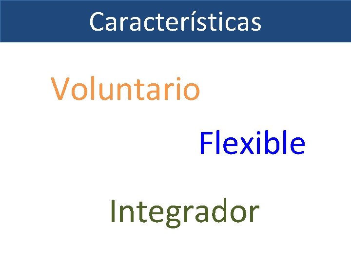 Características Voluntario Flexible Integrador 