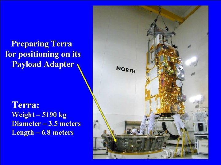 Preparing Terra for positioning on its Payload Adapter Terra: Weight – 5190 kg Diameter