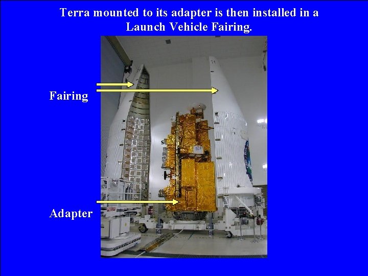 Terra mounted to its adapter is then installed in a Launch Vehicle Fairing Adapter