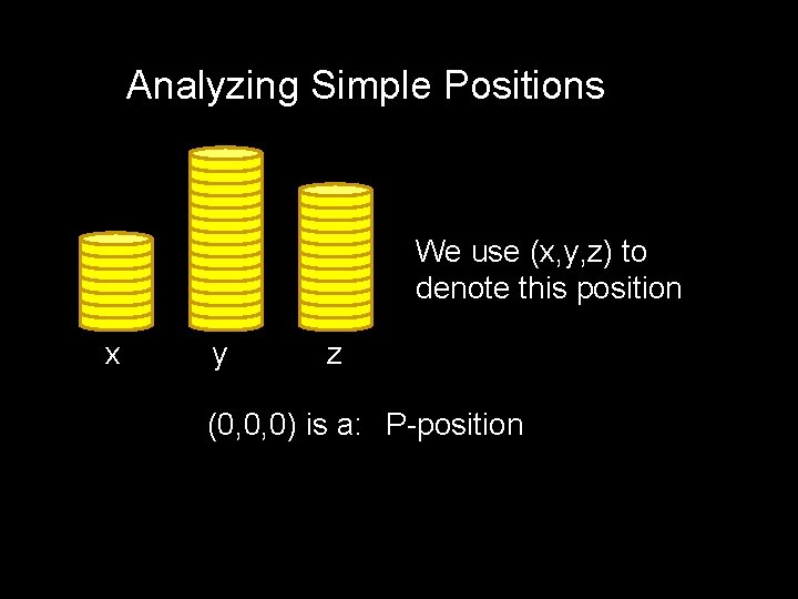 Analyzing Simple Positions We use (x, y, z) to denote this position x y