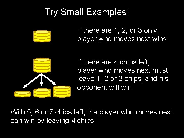 Try Small Examples! If there are 1, 2, or 3 only, player who moves