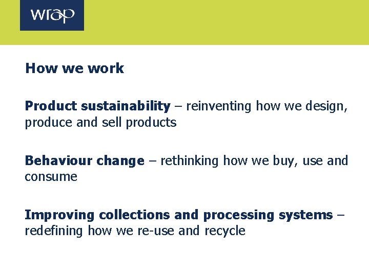 How we work Product sustainability – reinventing how we design, produce and sell products