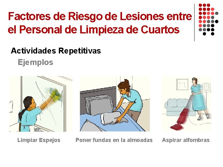 Factores de Riesgo de Lesiones entre el Personal de Limpieza de Cuartos Actividades Repetitivas