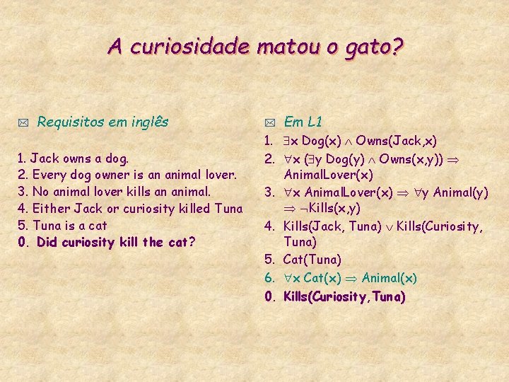 A curiosidade matou o gato? * Requisitos em inglês 1. Jack owns a dog.