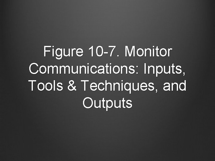Figure 10 -7. Monitor Communications: Inputs, Tools & Techniques, and Outputs 