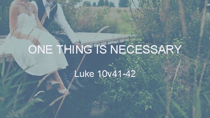 ONE THING IS NECESSARY Luke 10 v 41 -42 