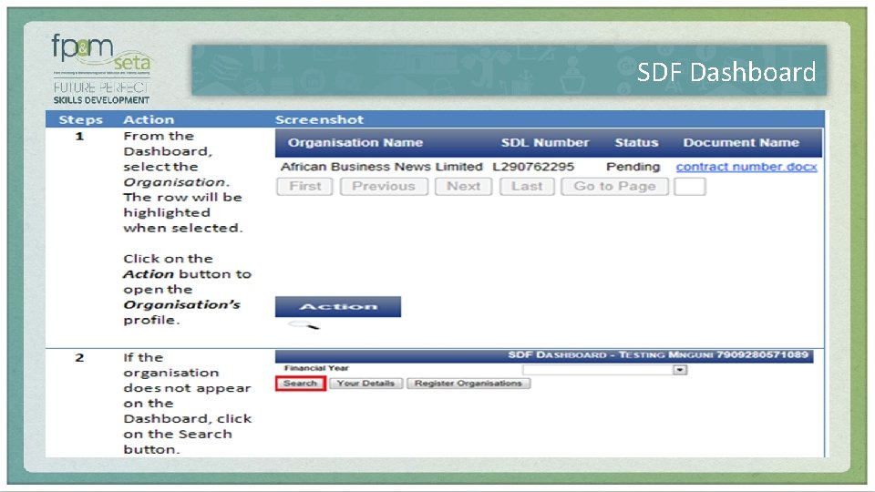 SDF Dashboard 