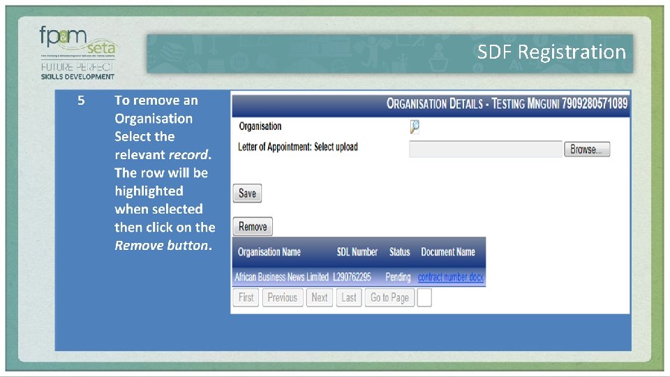 SDF Registration 