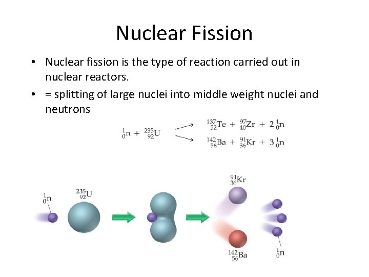 Nuclear Fission • Nuclear fission is the type of reaction carried out in nuclear