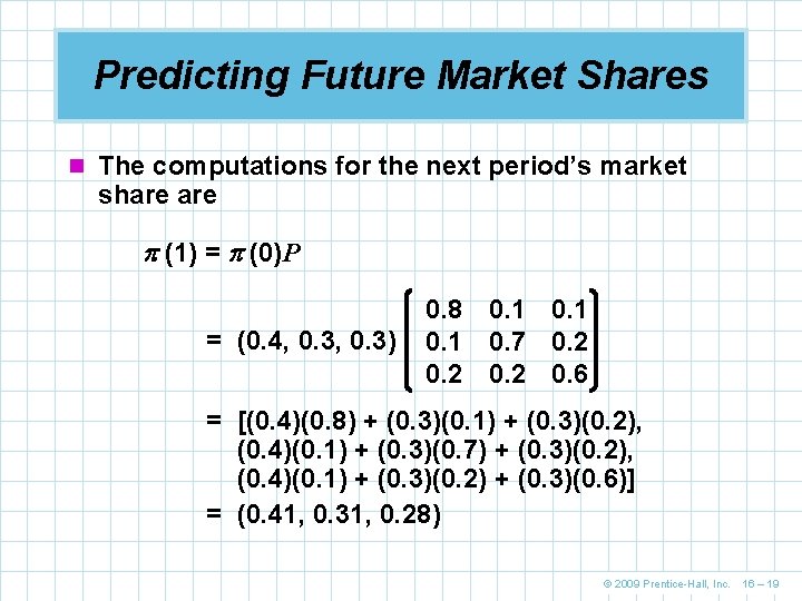 Predicting Future Market Shares n The computations for the next period’s market share (1)