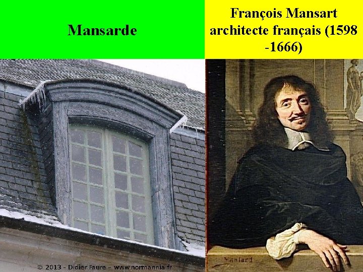 Mansarde François Mansart architecte français (1598 -1666) 