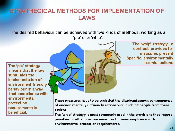 STRATHEGICAL METHODS FOR IMPLEMENTATION OF LAWS The desired behaviour can be achieved with two