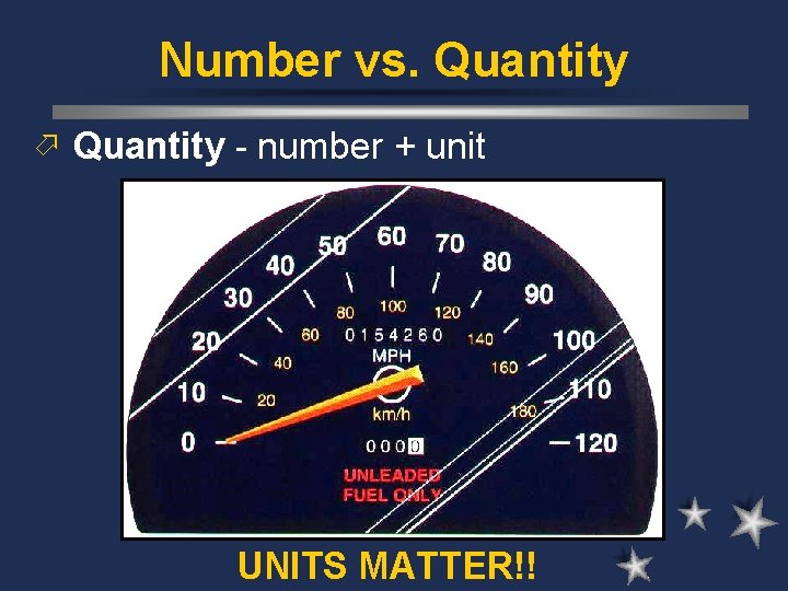 Number vs. Quantity ö Quantity - number + unit UNITS MATTER!! 