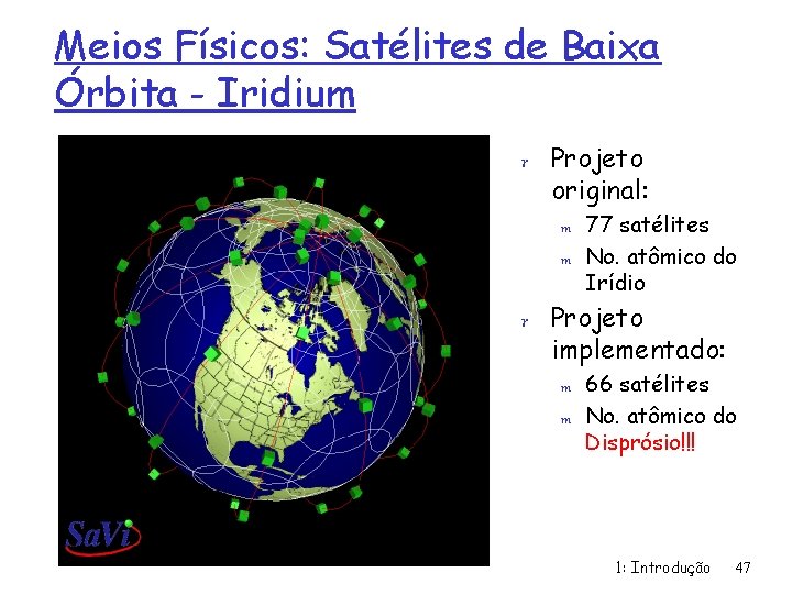 Meios Físicos: Satélites de Baixa Órbita - Iridium r Projeto original: m m 77