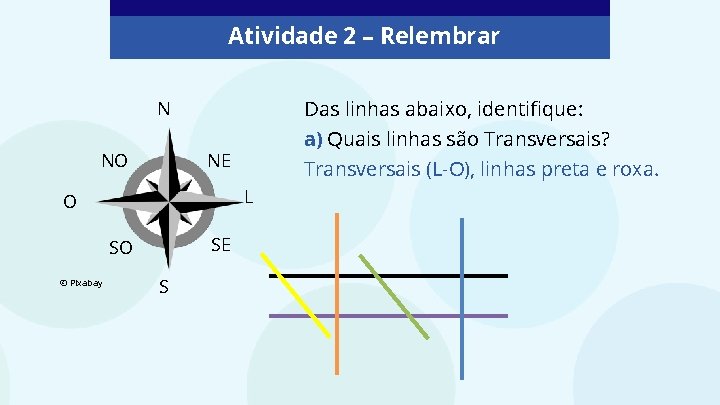 Atividade 2 – Relembrar Das linhas abaixo, identifique: N NO NE Transversais (L-O), linhas Atividade 2 – Relembrar Das linhas abaixo, identifique: N NO NE Transversais (L-O), linhas