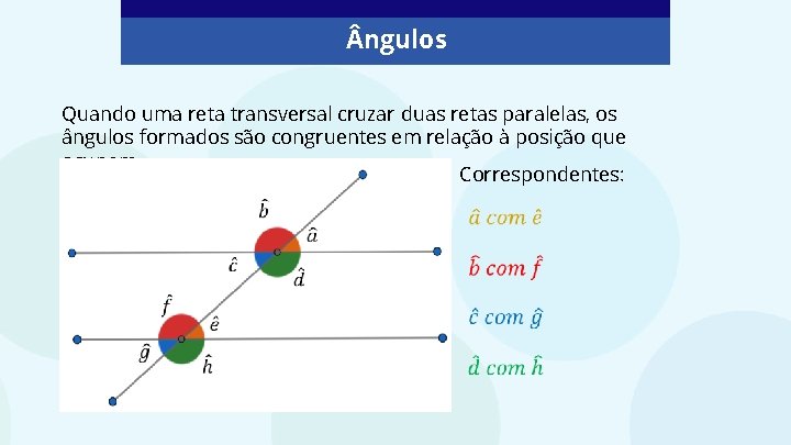 ngulos Quando uma reta transversal cruzar duas retas paralelas, os ângulos formados são ngulos Quando uma reta transversal cruzar duas retas paralelas, os ângulos formados são