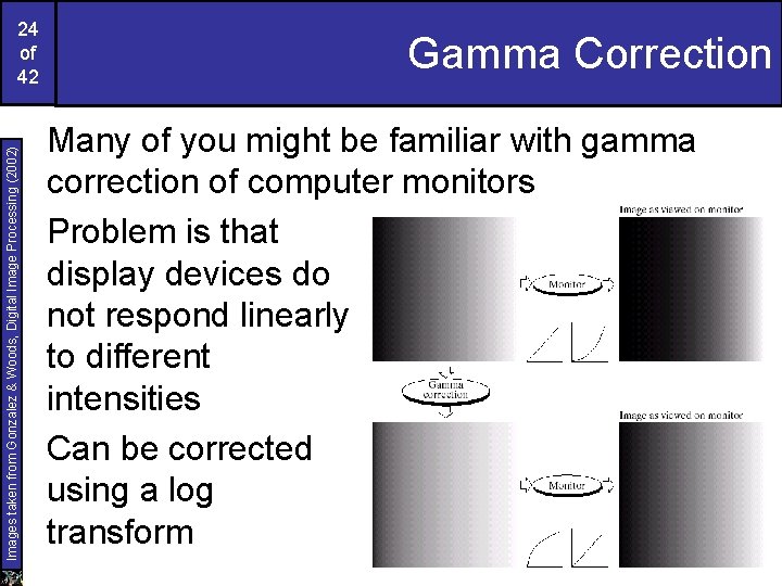 Images taken from Gonzalez & Woods, Digital Image Processing (2002) 24 of 42 Gamma