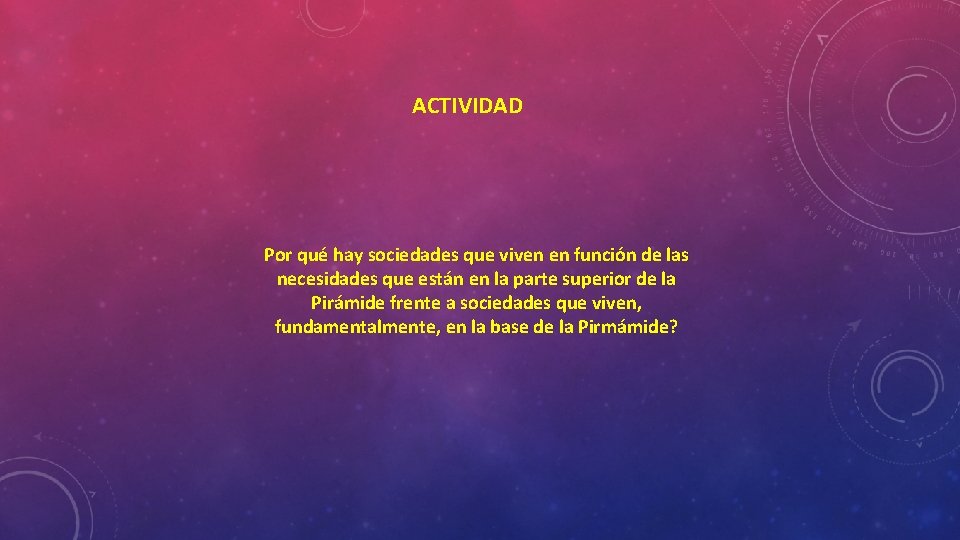 ACTIVIDAD Por qué hay sociedades que viven en función de las necesidades que están