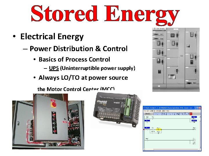  • Electrical Energy – Power Distribution & Control • Basics of Process Control