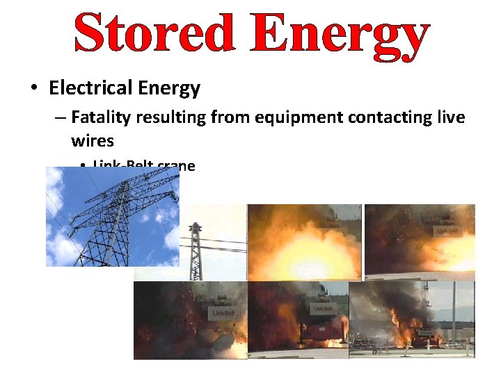  • Electrical Energy – Fatality resulting from equipment contacting live wires • Link-Belt