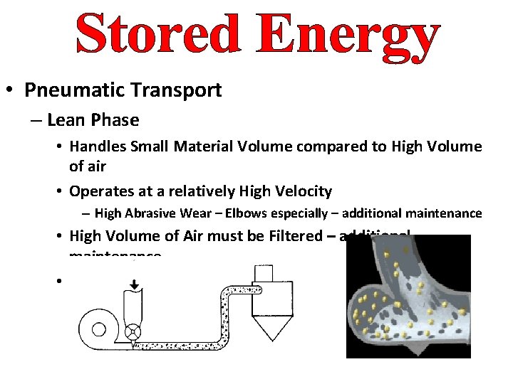  • Pneumatic Transport – Lean Phase • Handles Small Material Volume compared to