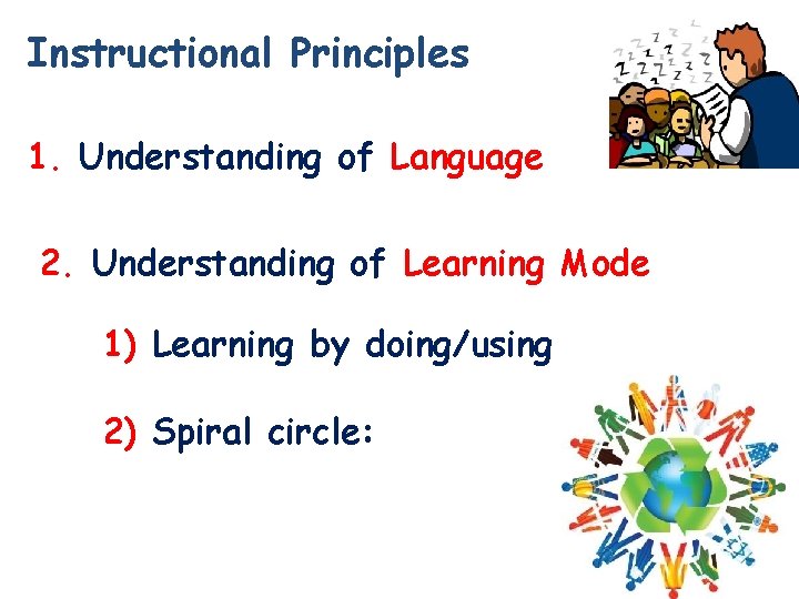 Instructional Principles 1. Understanding of Language 2. Understanding of Learning Mode 1) Learning by Instructional Principles 1. Understanding of Language 2. Understanding of Learning Mode 1) Learning by