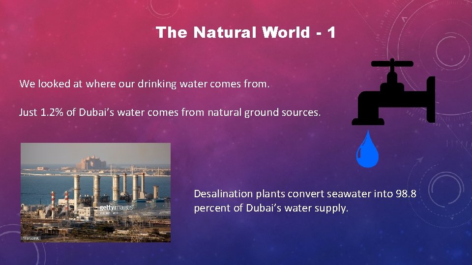 The Natural World - 1 We looked at where our drinking water comes from.