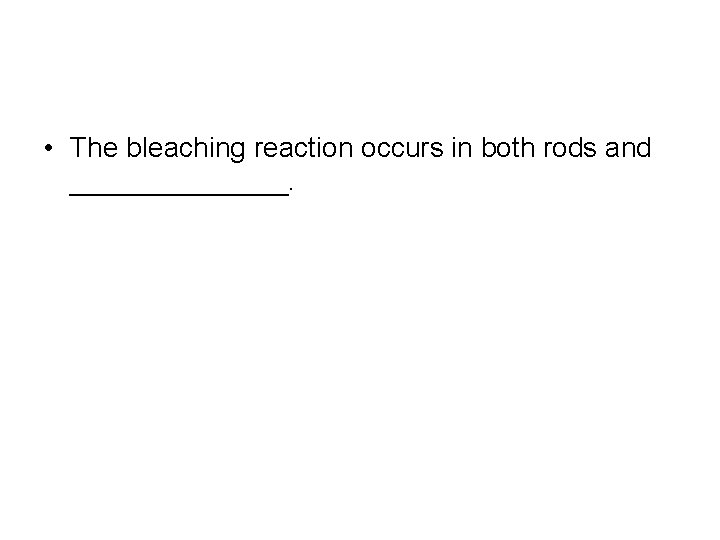  • The bleaching reaction occurs in both rods and _______. 