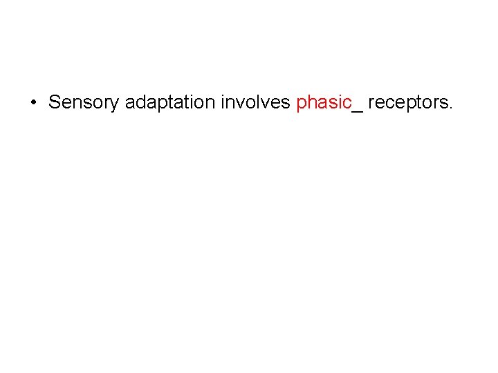  • Sensory adaptation involves phasic_ receptors. 