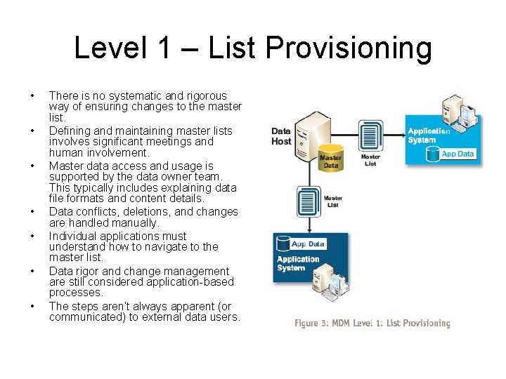 Level 1 – List Provisioning • • There is no systematic and rigorous way