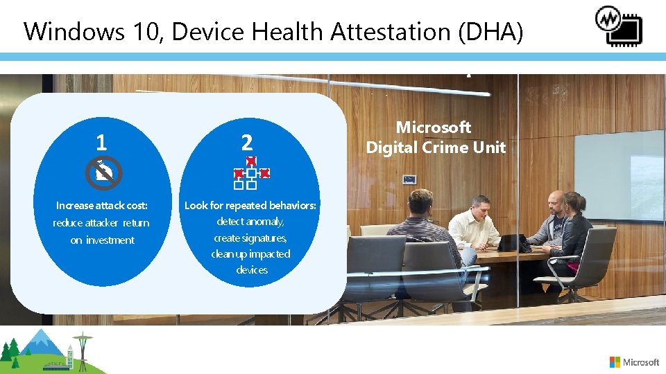 Windows 10, Device Health Attestation (DHA) 1 2 Increase attack cost: Look for repeated