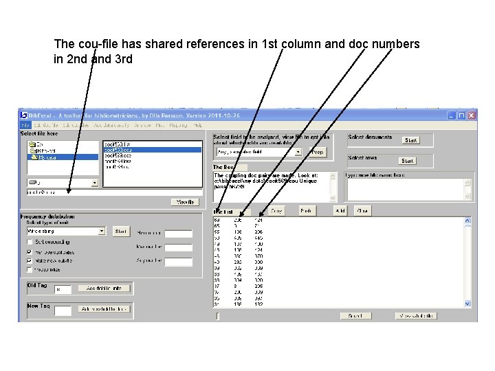 The cou-file has shared references in 1 st column and doc numbers in 2