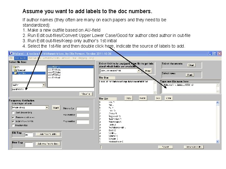 Assume you want to add labels to the doc numbers. If author names (they
