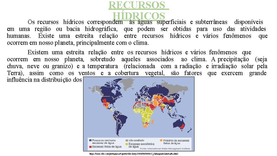 GEOGRAFIA 6 ANO RECURSOS HDRICOS usos e problemas