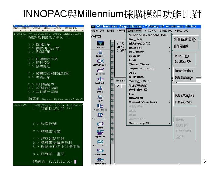 INNOPAC與Millennium採購模組功能比對 6 