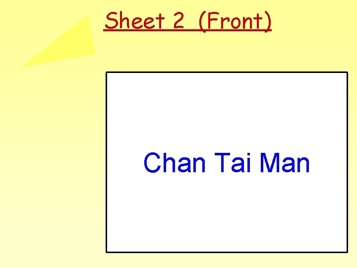 Sheet 2 (Front) Chan Tai Man Sheet 2 (Front) Chan Tai Man