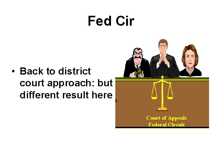 Fed Cir • Back to district court approach: but different result here Court of