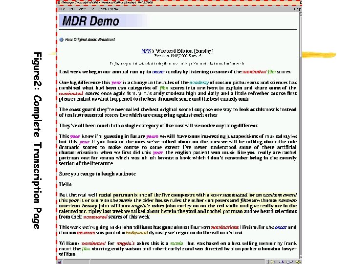Figure 2: Complete Transcription Page 