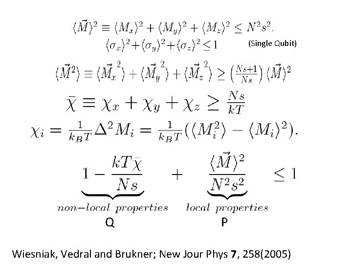 (Single Qubit) Q P Wiesniak, Vedral and Brukner; New Jour Phys 7, 258(2005) 