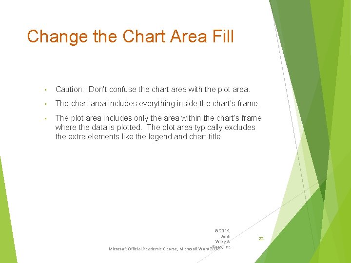 Change the Chart Area Fill • Caution: Don‘t confuse the chart area with the