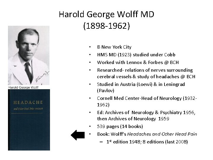 Harold George Wolff MD (1898 -1962) • • • B New York City HMS