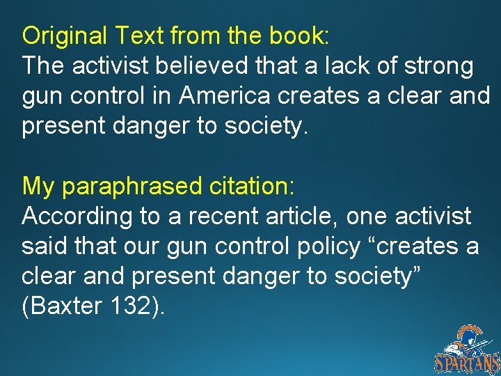 Original Text from the book: The activist believed that a lack of strong gun