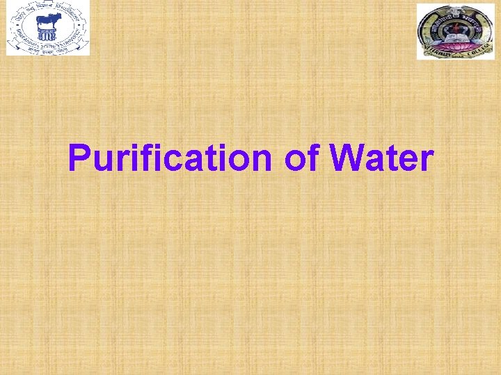 Purification of Water 